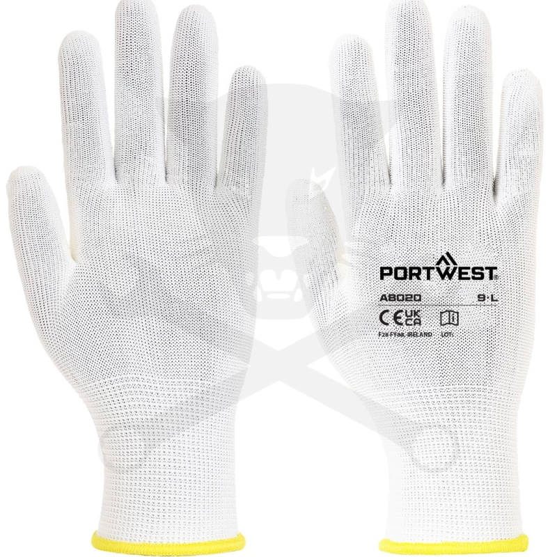 Kesztyű - szerelőkesztyű - fehér poliészter 10 / XL - Portwest