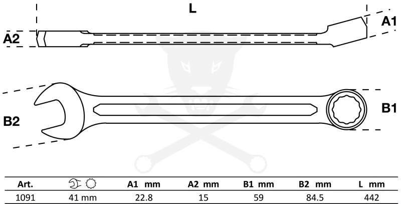 Csillag-villáskulcs 41-es - hossz: 442 mm /hidegen kovácsolt/ - BGS