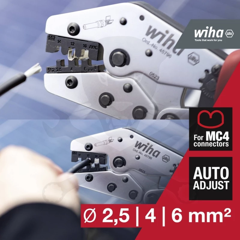 Fogó, krimpelő MC4 csatlakozóhoz 2,5 - 6 mm2 / 14-10 AWG 250 mm - Wiha