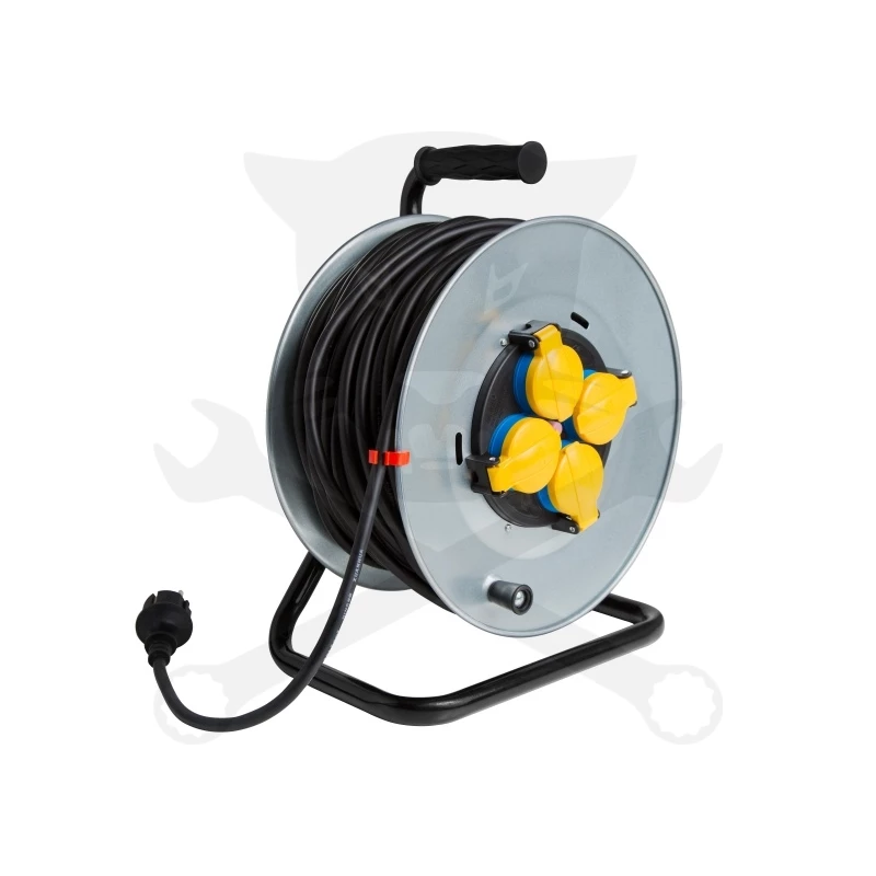 Kábeldob 50 m - IP44 gumi kábel 3 x 1.5 mm2 - 3200W - fém