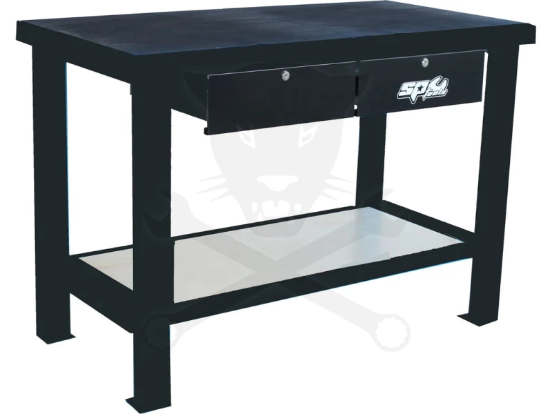 Satupad 1250 mm kétfiókos - masszív +gumiborítás - Fekete - SP Tools