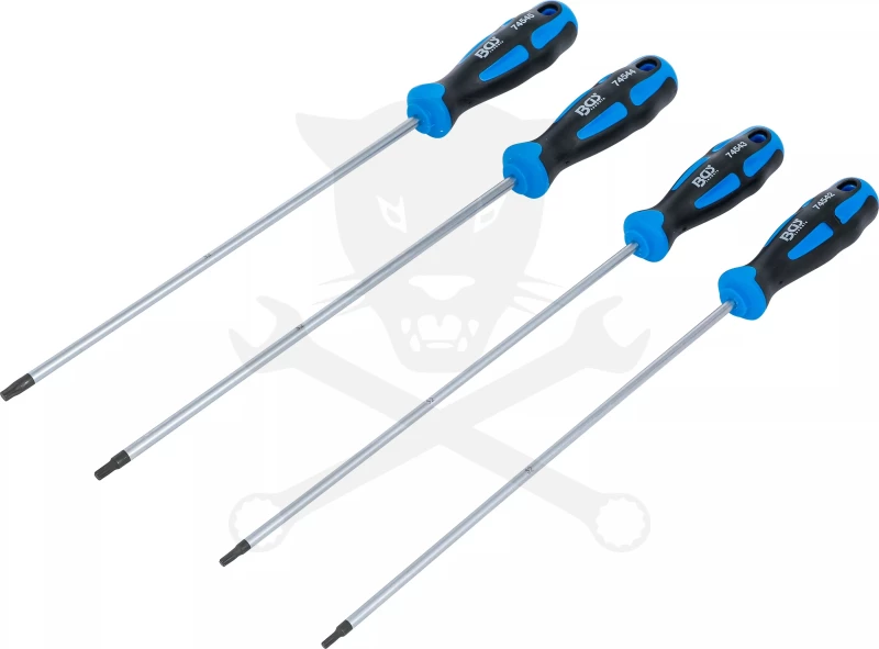 Csavarhúzó készlet extra hosszú 250 mm Torx T15-20-25-30 - BGS