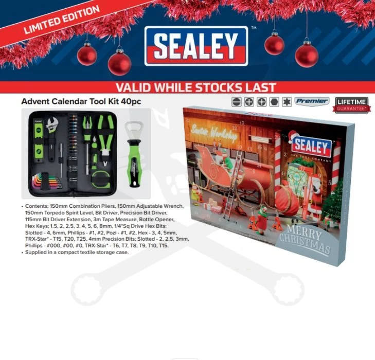 Karácsonyi szerszámkészlet ADVENTI KALENDÁRIUM 40 db-os - SEALEY Premier