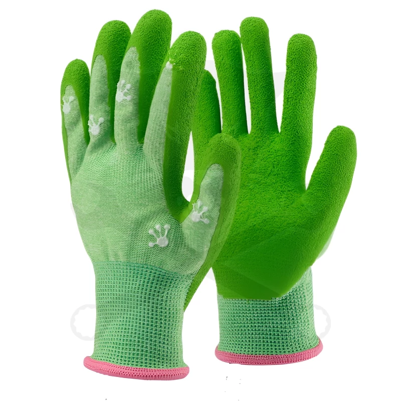 Kesztyű - gyerek, kertész - habosított latex - Békás Zöld 6/XS