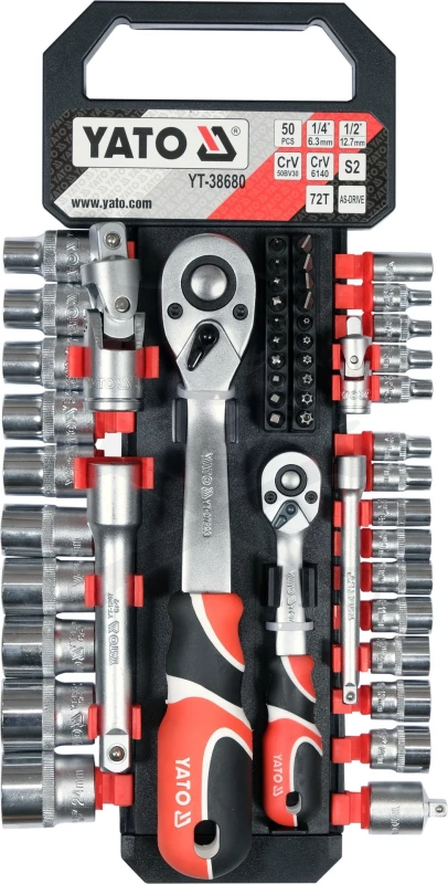 Dugókulcs készlet 1/4" - 1/2" 4-24 mm 51 db-os 6 lapú YATO