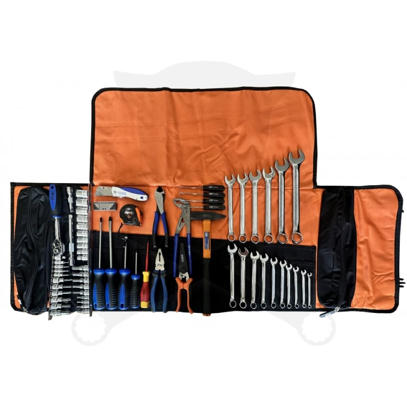 Szerszámkészlet  66 db-os, összetekerhető vászon tartóban -