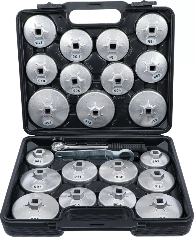 Olajszűrő leszedő kupak készlet 23 db-os Alumínium BGS