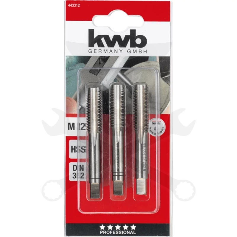 Menetfúró kézi készlet M12 x 1.75 - 3 db-os HSS - KWB