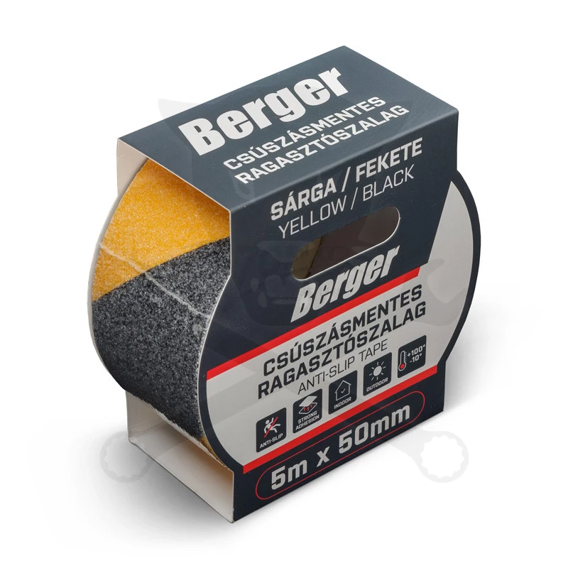 Csúszásgátló szalag sárga-fekete 50 mm x 5 m öntapadós - Berger