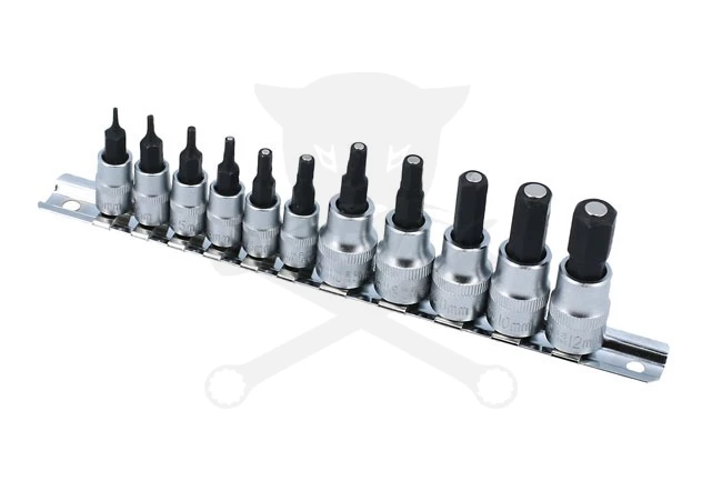 Rátűzőkulcs - crowa+bit készlet 1/4"-3/8" Imbusz 11 db-os, mágneses -