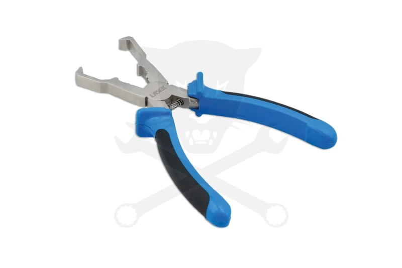 Fogó, elektromos csatlakozókhoz, hajlított kampókkal -