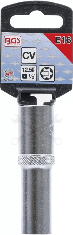 Dugókulcs - crowafej 1/2" belső torx hosszított E16 BGS