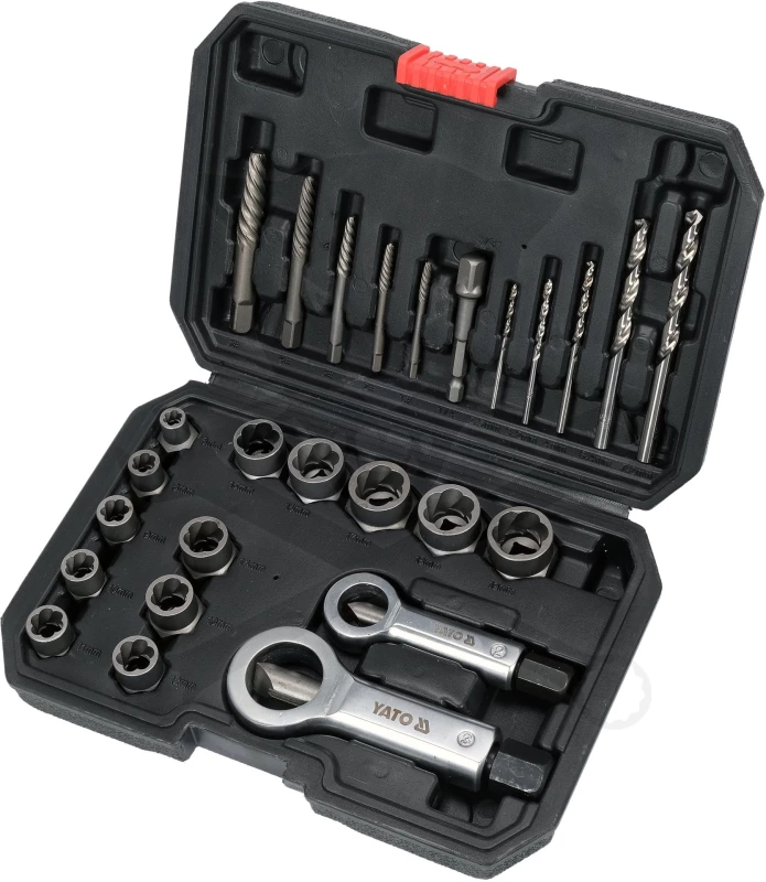 Csavarkiszedő - törtcsavar kihajtó készlet + anyavágó 26 db-os - Yato