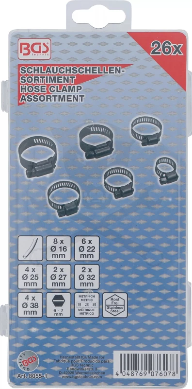 Bilincs készlet  26 részes rozsdamentes INOX átmérők:16-22-25-27-32-38 mm