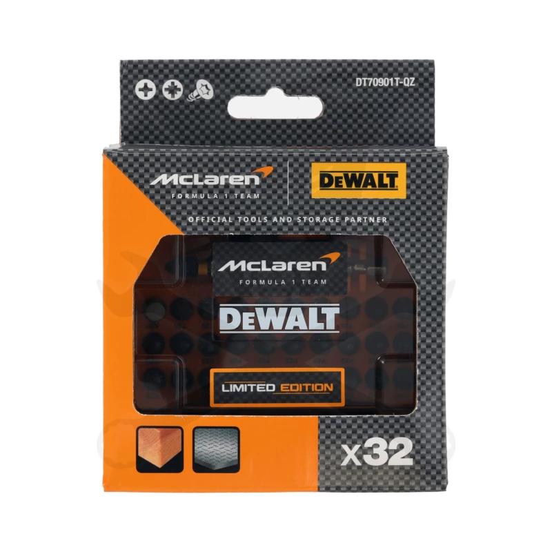 Bit készlet 32 db-os + 1/4" bittartó McLaren - Dewalt