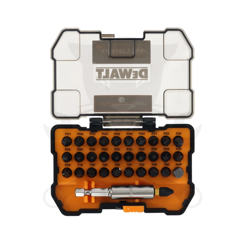 Bit készlet 32 db-os + 1/4" bittartó McLaren - Dewalt