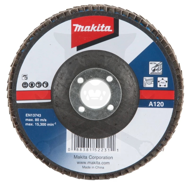 Csiszolótányér, lamellás 125 mm  P80 - acél és színesfém - Makita