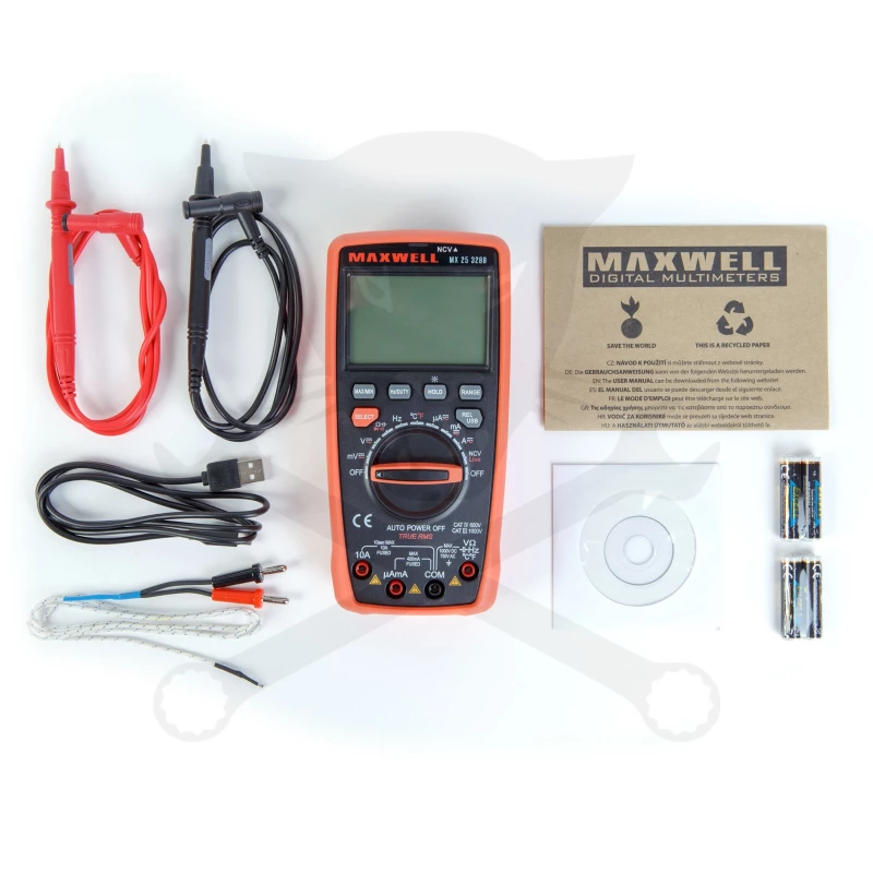 Multiméter, digitális DC 1000V / AC 750V NCV - USB - Maxwell