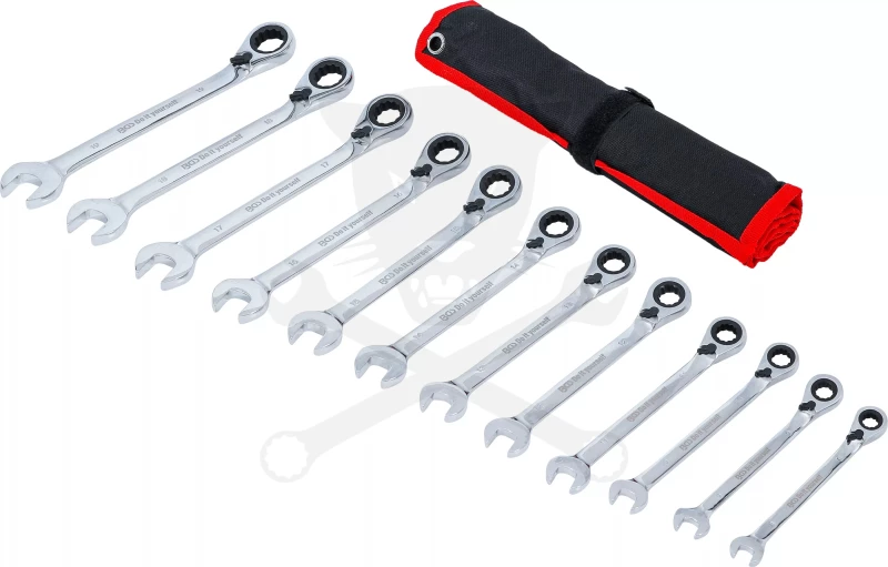 Csillag-villás racsnis készlet 12 db-os  8-19 mm, irányváltós - Kraftman