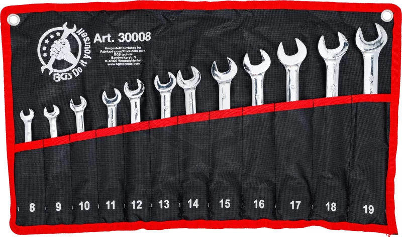 Csillag-villás racsnis készlet 12 db-os  8-19 mm, irányváltós - Kraftman