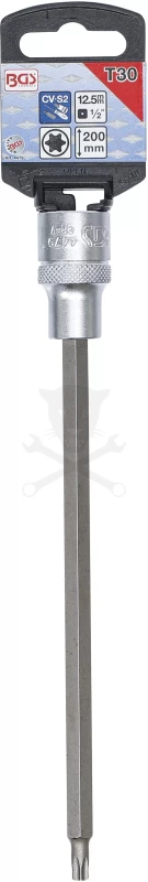 Rátűzőkulcs - crowa+bit 1/2" torx T30 x 200 mm extra hosszú - BGS