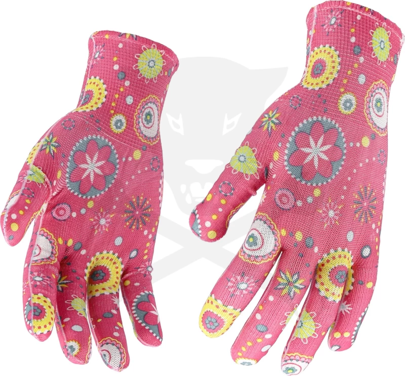 Kesztyű - kertész - polyester - rózsaszín 8/M