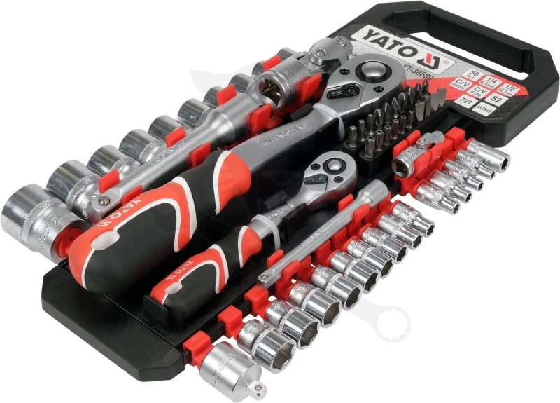 Dugókulcs készlet 1/4" - 1/2" 4-24 mm 51 db-os 6 lapú YATO