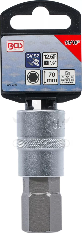 Rátűzőkulcs - crowa+bit 1/2" imbusz 13/16" x 70 mm - BGS