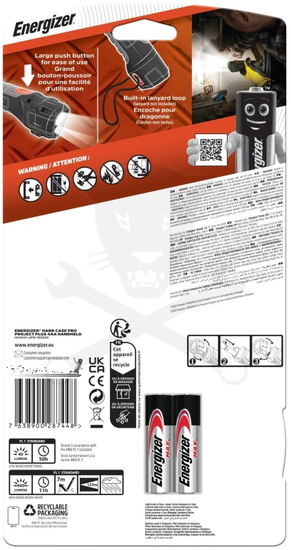 Elemlámpa Energizer HardCase Project Plus + 4xAA