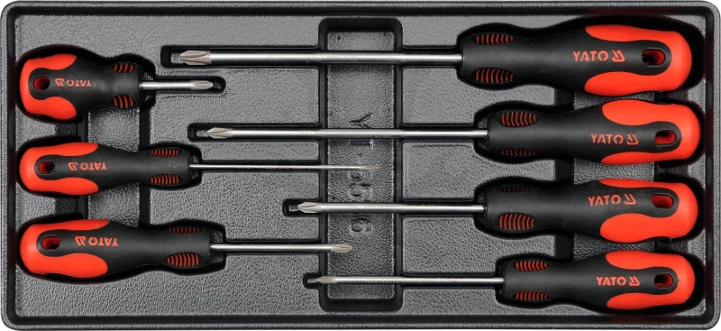 Csavarhúzó készlet  7 db-os szerszámos kocsiba tálcás - PH csillag - Yato