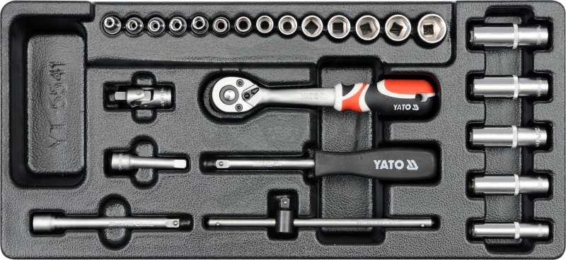 Dugókulcs készlet  25 db-os szerszámos kocsiba tálcás 1/4" - 1/3 - Yato