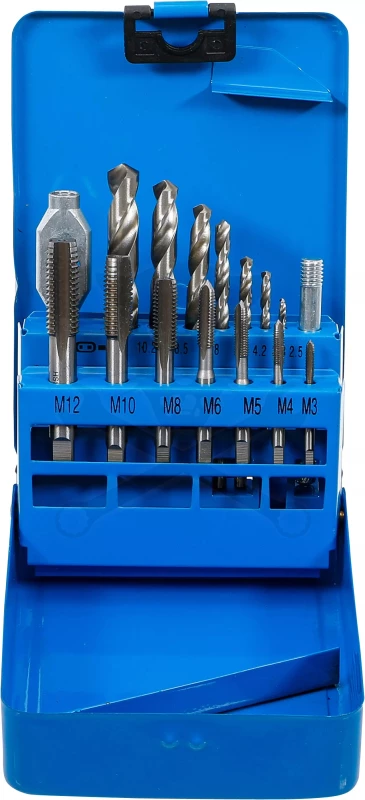 Menetfúró-előfúró klt 16 db-os gépi  M3-M12/2,5x10,2 mm