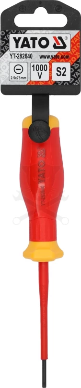 Csavarhúzó szigetelt lapos 2,5x 75 mm VDE 1000V - Slim - Yato