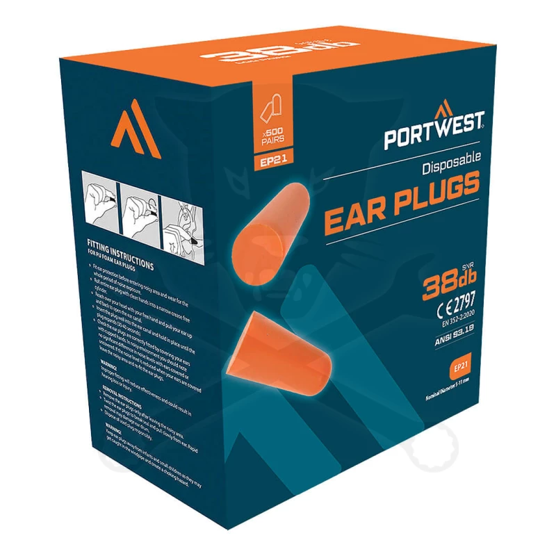 Füldugó 38 dB-es adagoló utántöltő csomag 500 pár narancs - PortWest