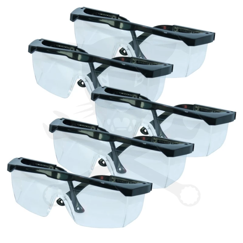 Védőszemüveg - víztiszta, állítható fekete szár 10db/doboz - SP Tools