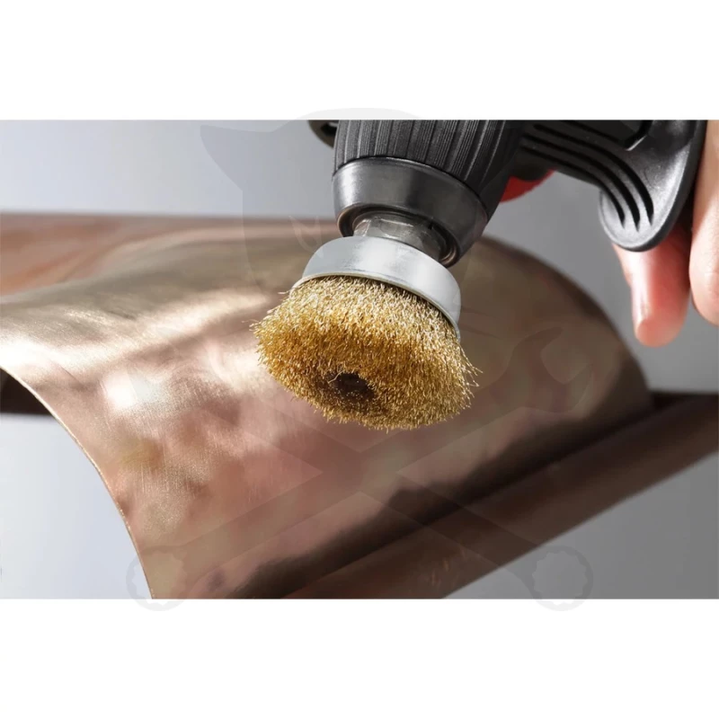 Drótkorong csapos fazékkefe 50 mm-es RÉZ szálak 50x6x0,2mm