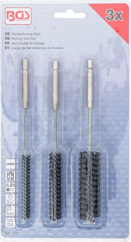 Hónolókefe fúrógépbe 8-12-20 mm, 1/4", 3 db-os - BGS