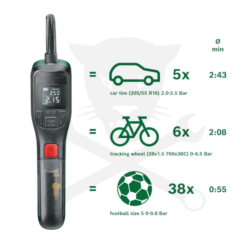 Kompresszor akkus 3,6 V 10,3 bar + 4db fej - Bosch