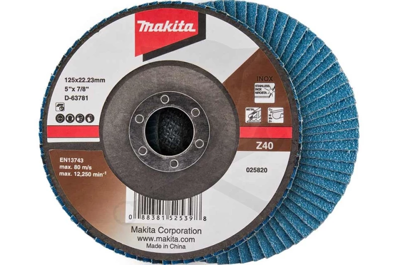 Csiszolótányér, lamellás 125 mm  40-es - INOX - Makita