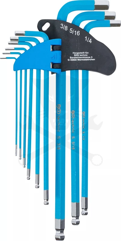 Imbuszkulcs készlet  9 db-os gömbvégű, mágneses 1/16" - 3/8" - BGS