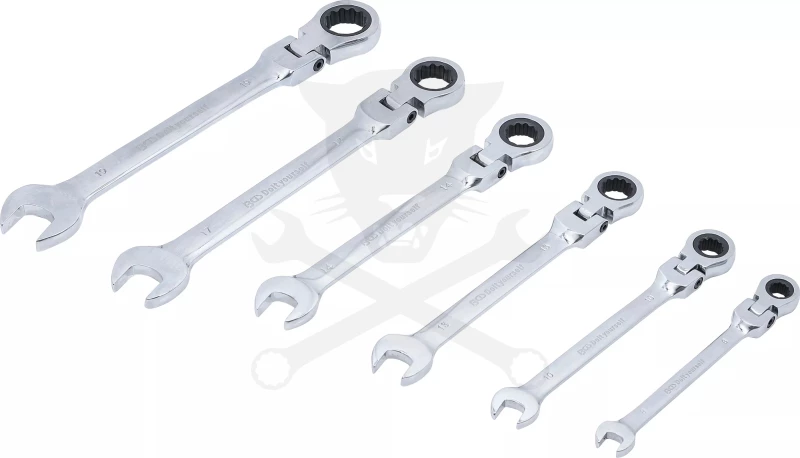 Csillag-villás racsnis-csuklós készlet 6 db-os 8-19 mm -BGS