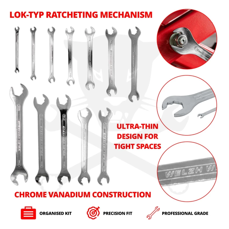 Villás-villáskulcs készlet 12 db-os 6 - 32 mm LOK-TYP - ULTRA VÉKONY -