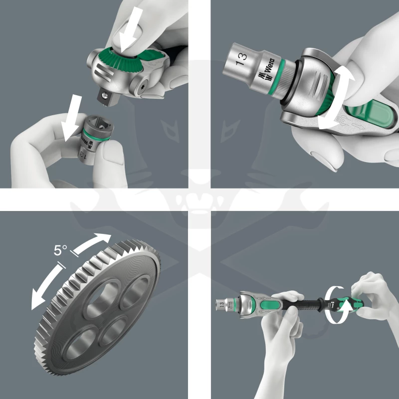 Crowa racsnis kulcs 1/2" 72 fog forgó nyelű - Wera