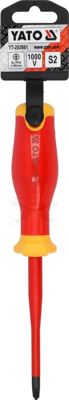 Csavarhúzó VDE 1000 V szigetelt +-/PH2x100 mm - Slim - Yato