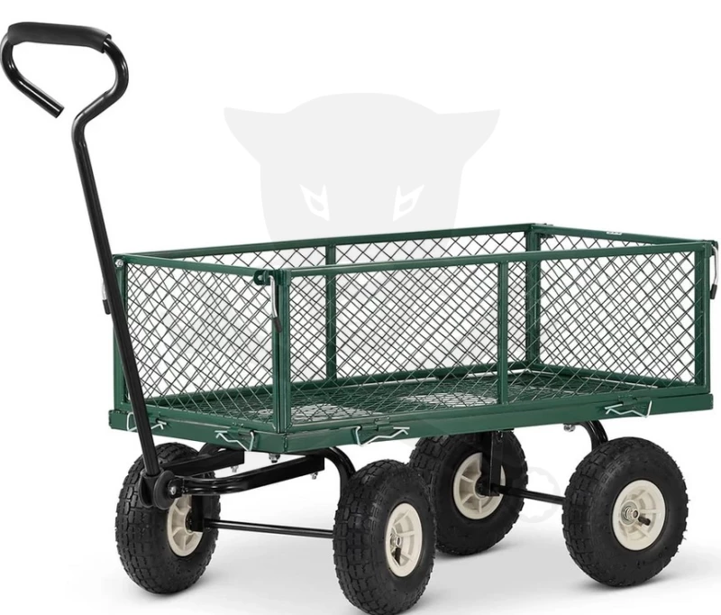 Kézikocsi 450 kg terhelhetőséggel rácsos oldalfal + ponyvás