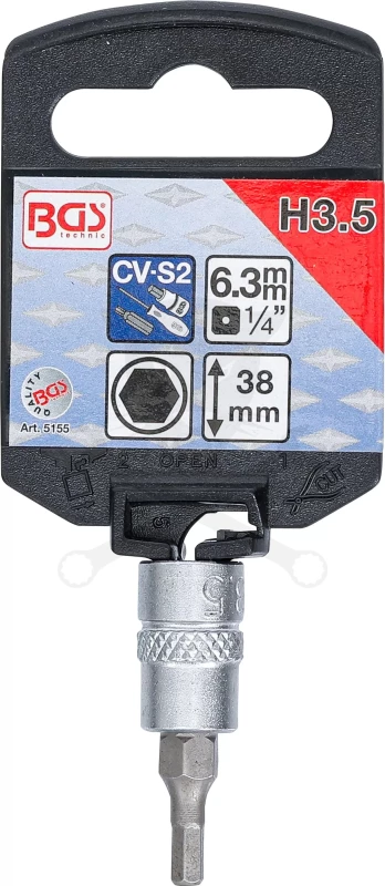 Rátűzőkulcs - crowa+bit készlet 1/4" imbusz 3,5 mm - BGS