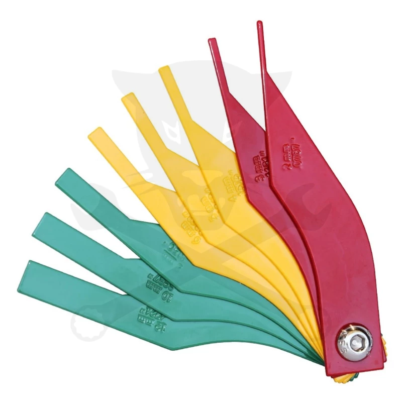 Fékbetét vastagságmérő szett - színjelőlt kivitel - 2-12 mm - SP Tools