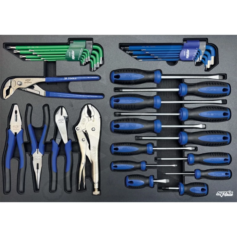 Tálcás SP Tools "M" Fogó + csavarhúzó készlet 35 db-os