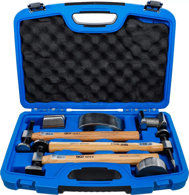 Karosszéria egyengető 7 db-os készlet - idomok + kalapácsok - BGS