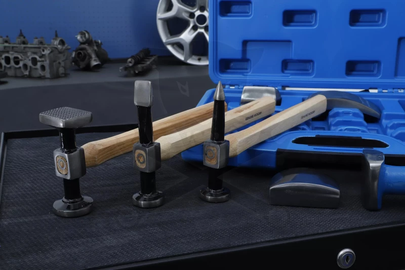 Karosszéria egyengető 7 db-os készlet - idomok + kalapácsok - BGS